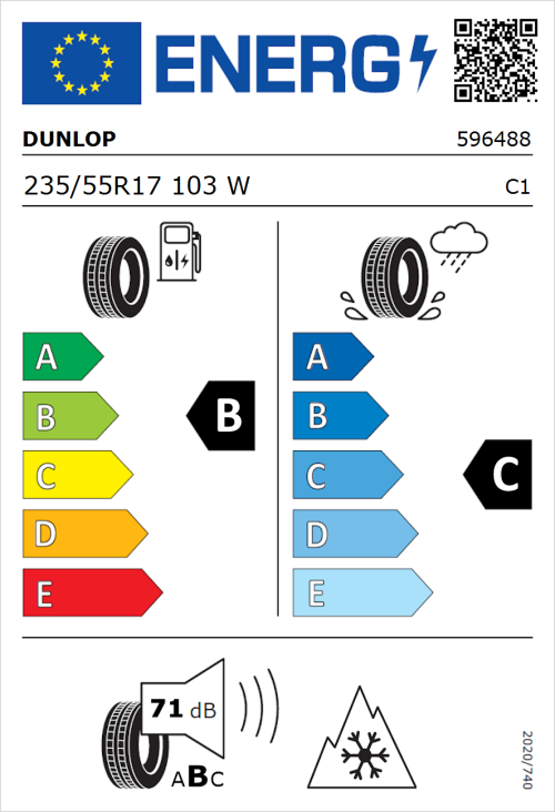 Tyre Label for Dunlop All Season 2 235/55R17 103W