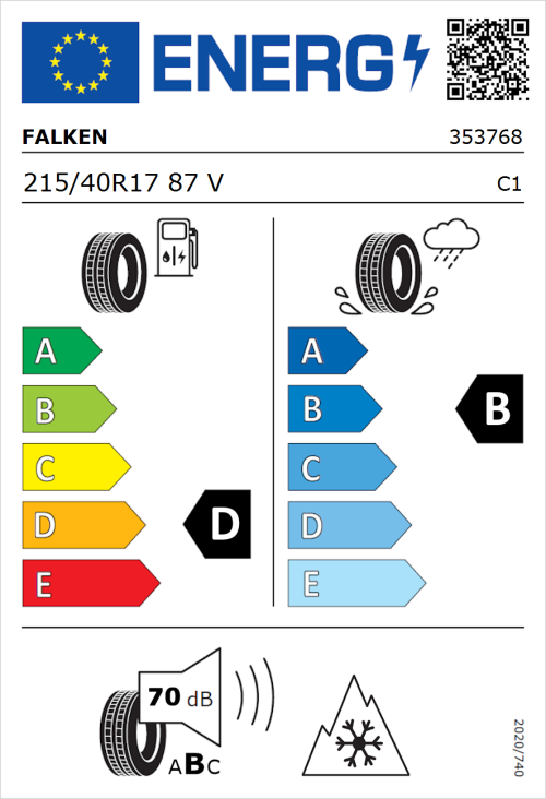 Tyre Label for Falken Eurowinter HS02 215/40R17 87V