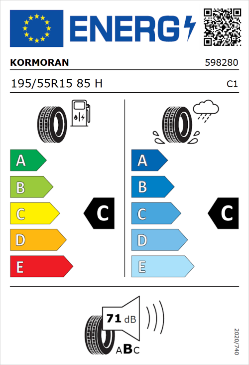Tyre Label for Kormoran Summer 3 195/55R15 85H