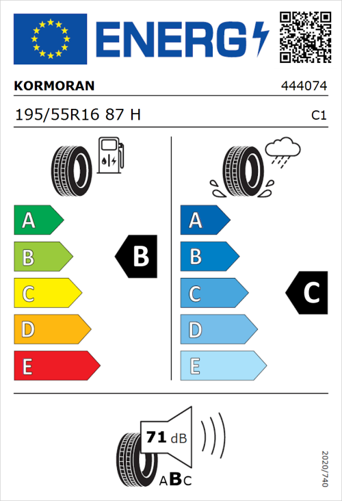 Tyre Label for Kormoran Summer 3 195/55R16 87H