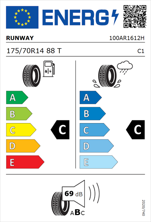 Tyre Label for Runway Enduro 726 175/70R14 88T